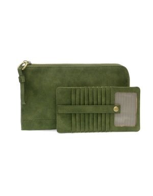 Joy Susan Karina Convertible Wristlet, Faux Suede, Dark Emerald