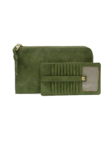 Joy Susan Karina Convertible Wristlet, Faux Suede, Dark Emerald