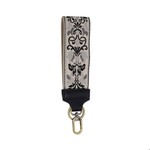 Joy Susan Easy Find Wristlet, Grey Floral Filigree Embroidered