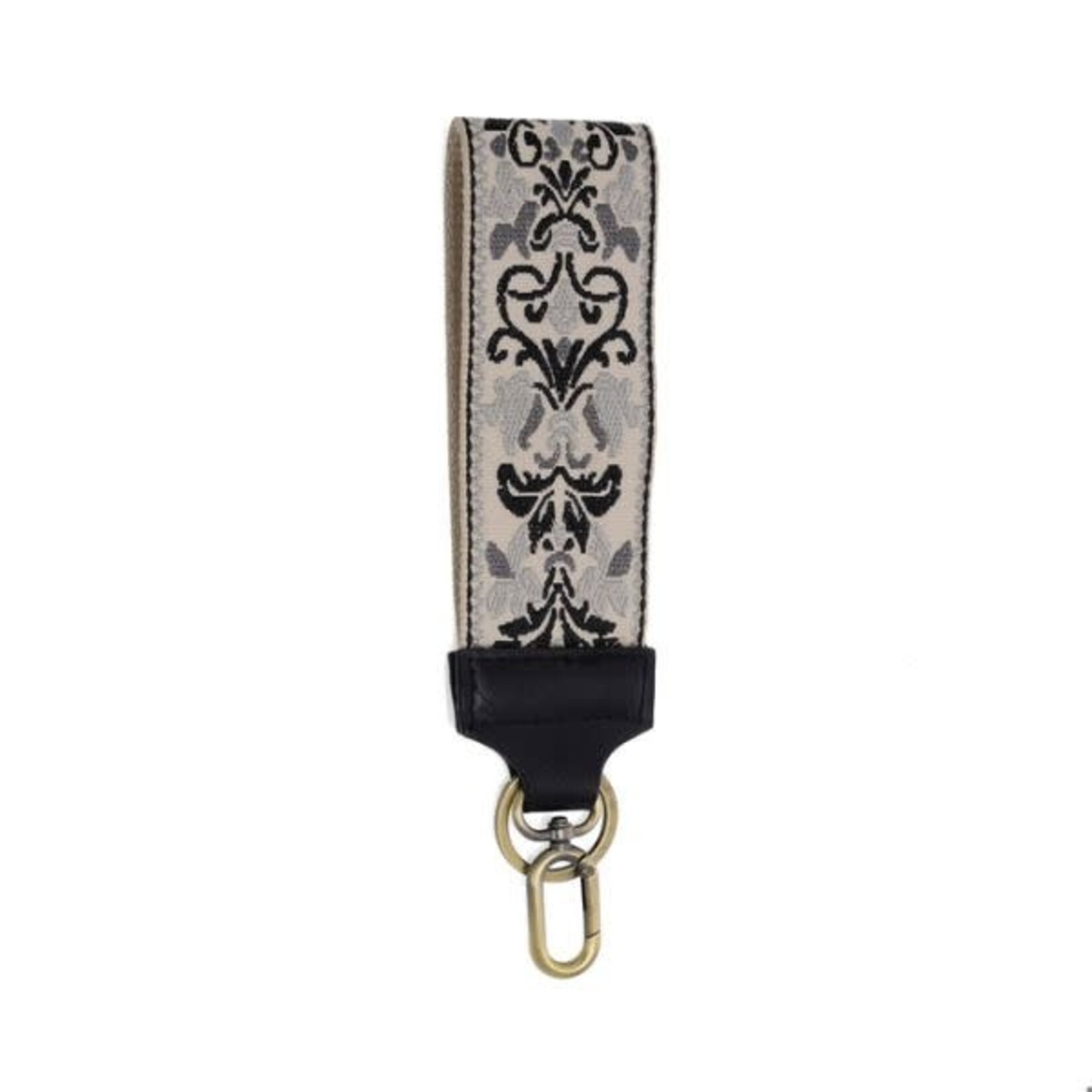 Joy Susan Easy Find Wristlet, Grey Floral Filigree Embroidered