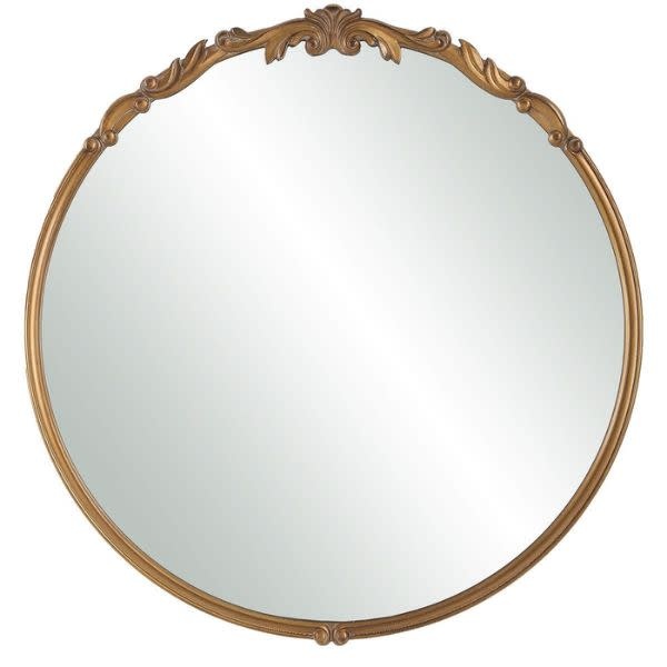 Ornate Round Antique Gold Mirror, 28 in., Mirror Available for Local Delivery or Pick Up