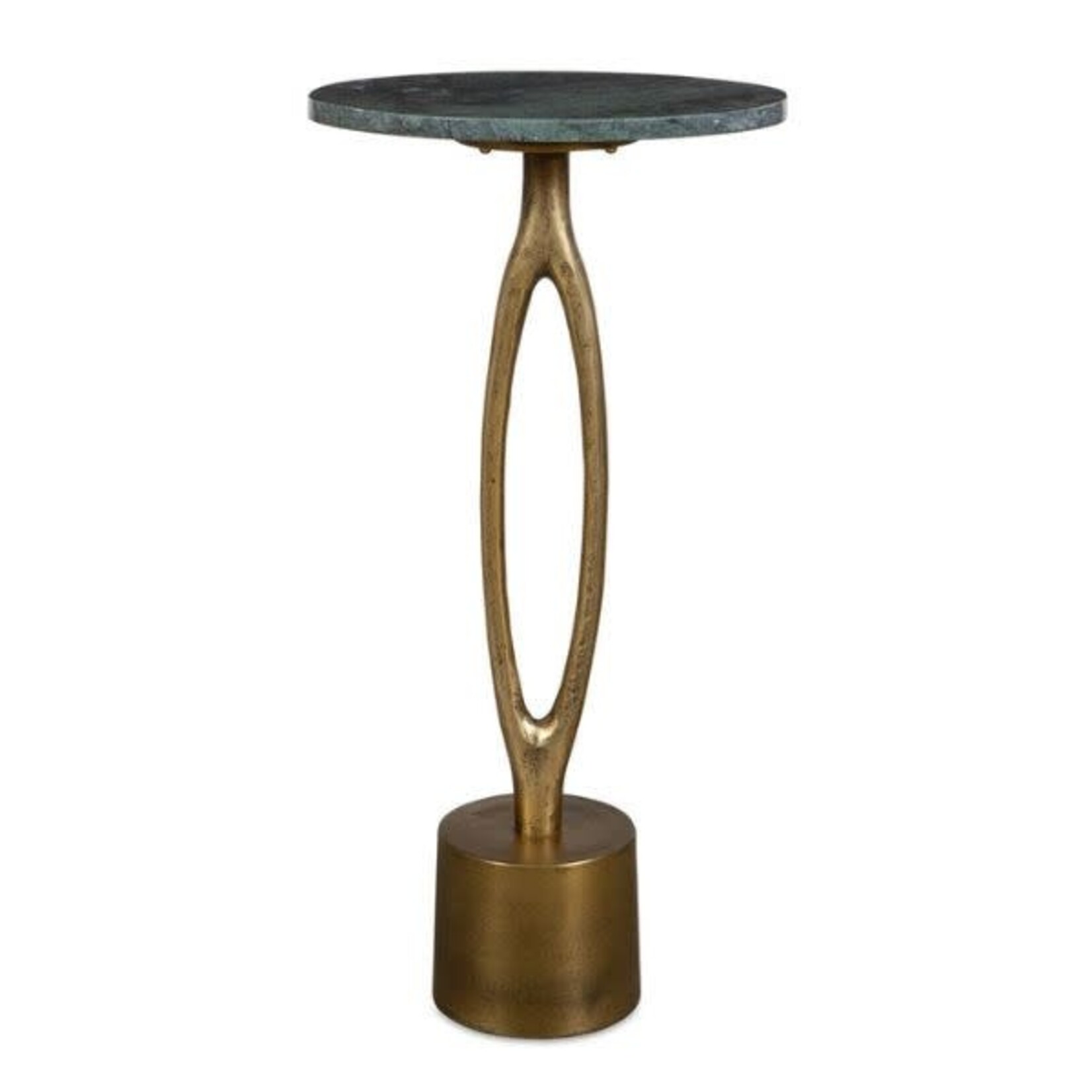 Emerald Green Oval Marble Top Accent Table, 12 X 24 X 8
