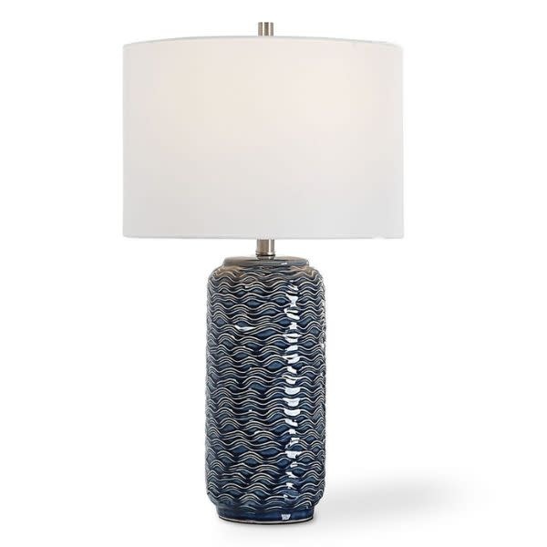 Blue Ceramic Table Lamp, 27 in., Lighting Available for Local Delivery or Pick Up