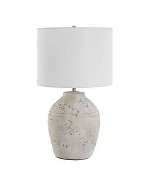 Distressed Whitewash Ceramic Table Lamp, 24 in