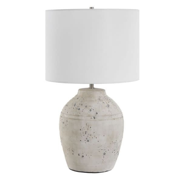 Distressed Whitewash Ceramic Table Lamp, 24 in