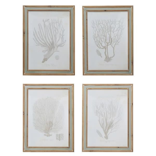 Wood Framed Glass Wall Décor with Coral Image, 4 Styles, Priced Individually