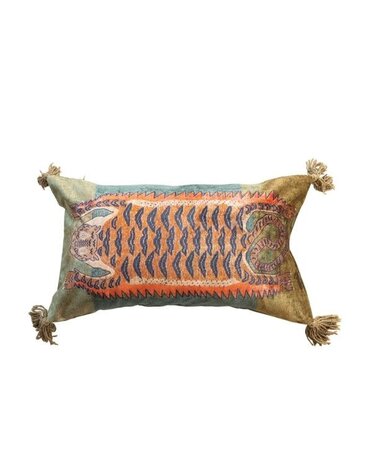 Cotton Velvet Printed Lumbar Pillow, 24 X 14 in.