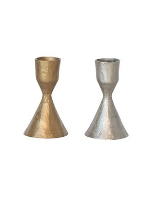 Hand-Forged Cast Iron Taper Holder, Silver or Gold