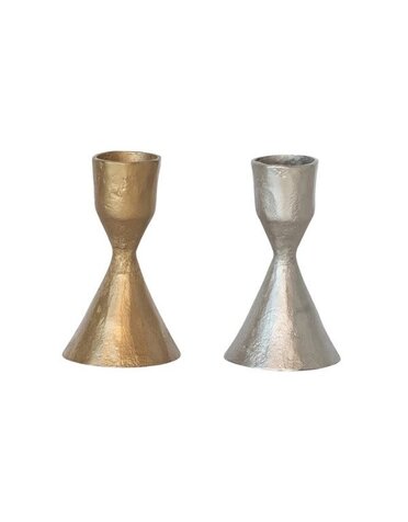 Hand-Forged Cast Iron Taper Holder, Silver or Gold