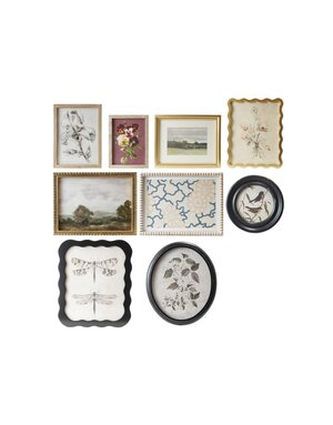 Wood Framed Glass Wall Decor w/ Landscapes, Botanicals, & Insect Prints, Assorted, 10 in.