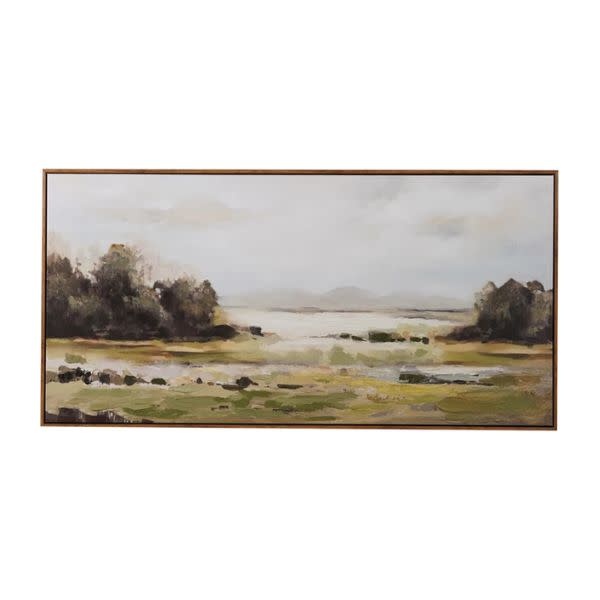 Wood Framed Canvas Wall Decor with Landscape, 55 X 27.5 in.