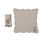 Scalloped Napkins with Embroidered Daisies, Set of Four, 18 in.