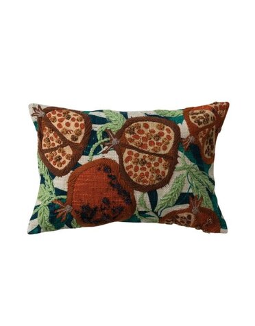 Embroidered Pomegranate Lumbar Pillow, 18 X 12 in.