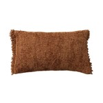 Eyelash Fringe Chenille Lumbar Pillow, Camel, 24 X 14 in.