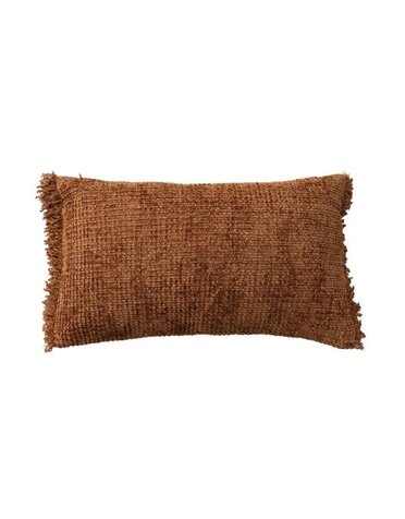 Eyelash Fringe Chenille Lumbar Pillow, Camel, 24 X 14 in.