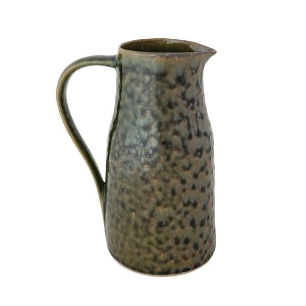Stoneware Pitcher, Green, 2 qt., 5.5 X 10 in.