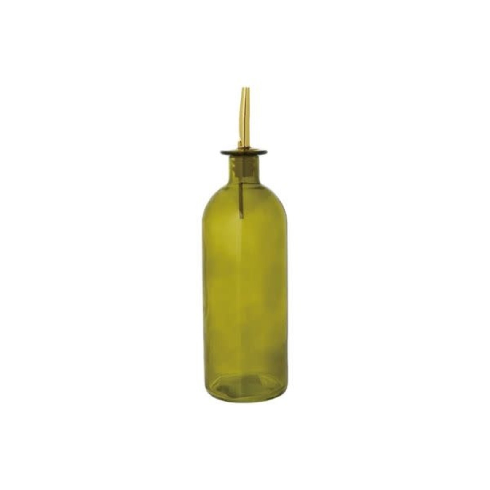 Glass Oil Cruet with Gold Metal Stopper, Olive, 16 oz.