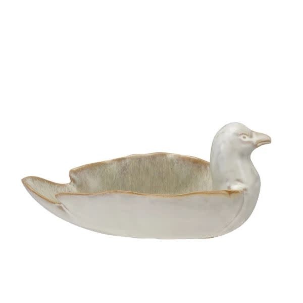 Stoneware Bird Shaped Dish, White