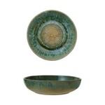 Stoneware Garlic/Ginger Grater Bowl, Green & Blue, 12.25 X 3 in.
