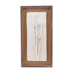 Framed Plaster Cast Botanical & Jute Mat Artwork, White & Brown, 12.5 X 24.25 in.