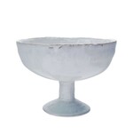 Crackle Glaze Stoneware Footed Bowl, White, 10 X 9.75 X 7.25 in.