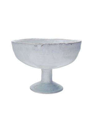 Crackle Glaze Stoneware Footed Bowl, White, 10 X 9.75 X 7.25 in.