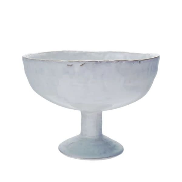 Crackle Glaze Stoneware Footed Bowl, White, 10 X 9.75 X 7.25 in.