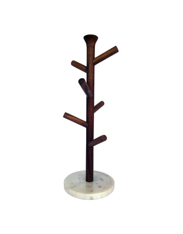Mango Wood and Marble Mug Rack, 17 in.