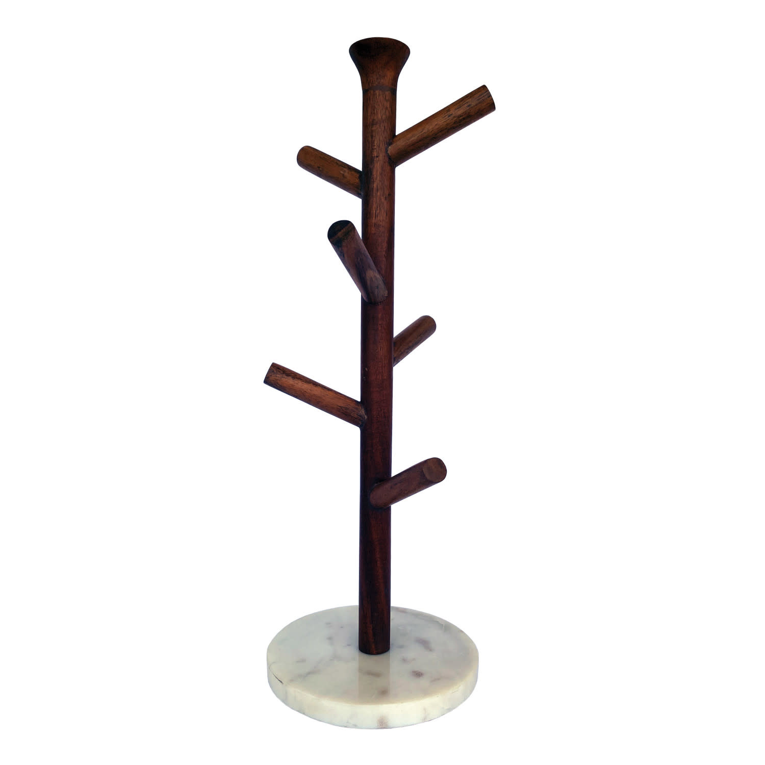 Mango Wood and Marble Mug Rack, 17 in.