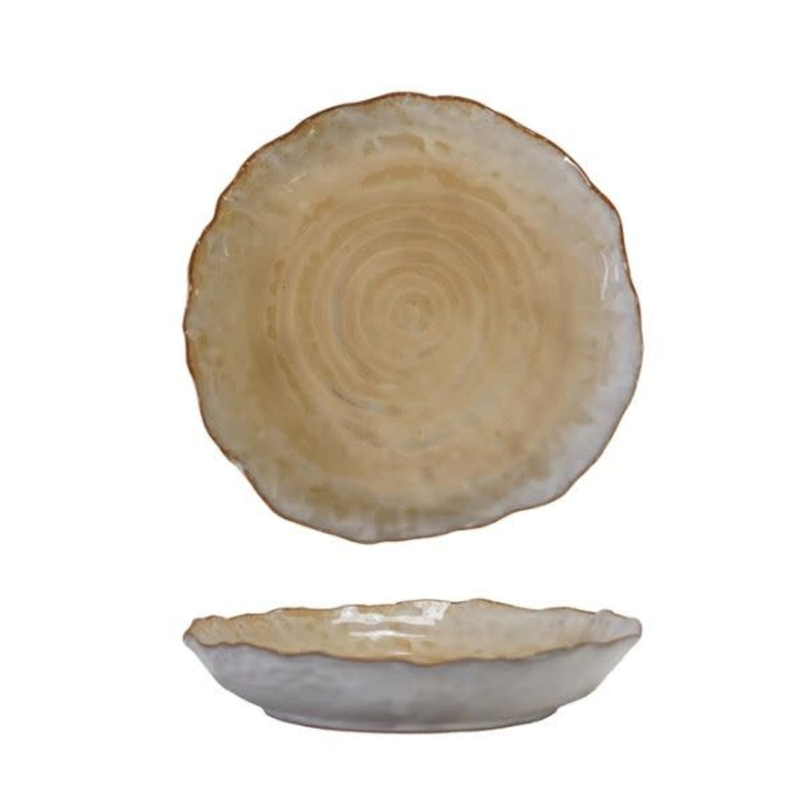 Stoneware Organic Shaped Plate, Caramel Color, 7.75 in.