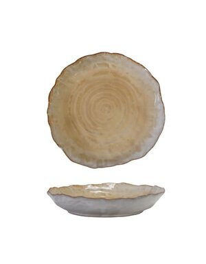 Stoneware Organic Shaped Plate, Caramel Color, 7.75 in.