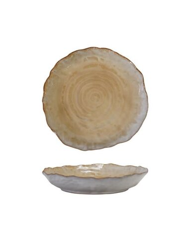 Stoneware Organic Shaped Plate, Caramel Color, 7.75 in.