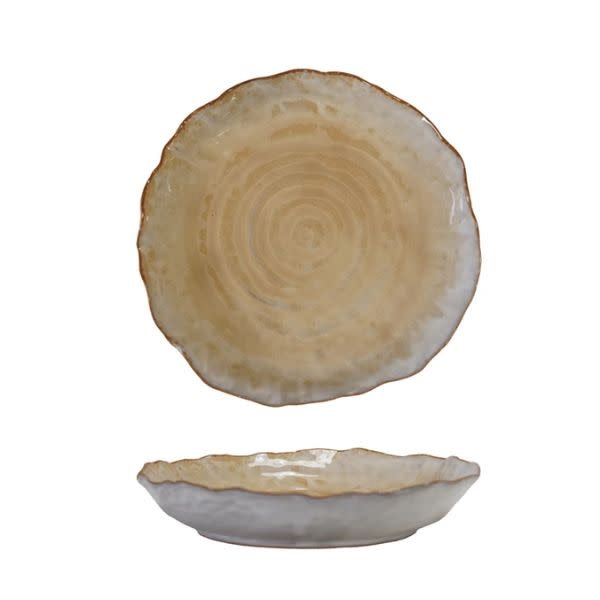 Stoneware Organic Shaped Plate, Caramel Color, 7.75 in.
