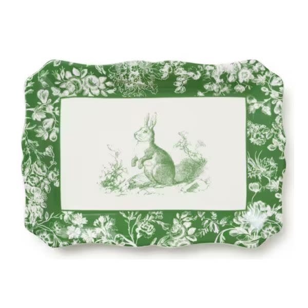 Certified International Rectangular Platter, Le Jardin, Green and White, 13.75 X 9.75 in.