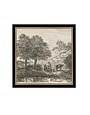 Landscape with Family Under Tree Framed Antique Art, 8 X 8 in.