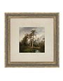 Live Oaks with Deer Framed Antique Art, 9 X 9 in.