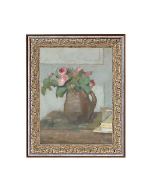 Rose Vase Framed Antique Art, 8 X 10 in.