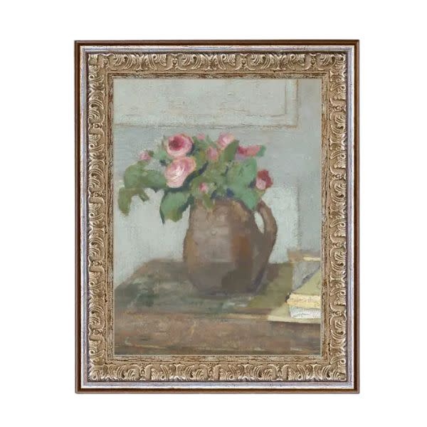 Rose Vase Framed Antique Art, 8 X 10 in.