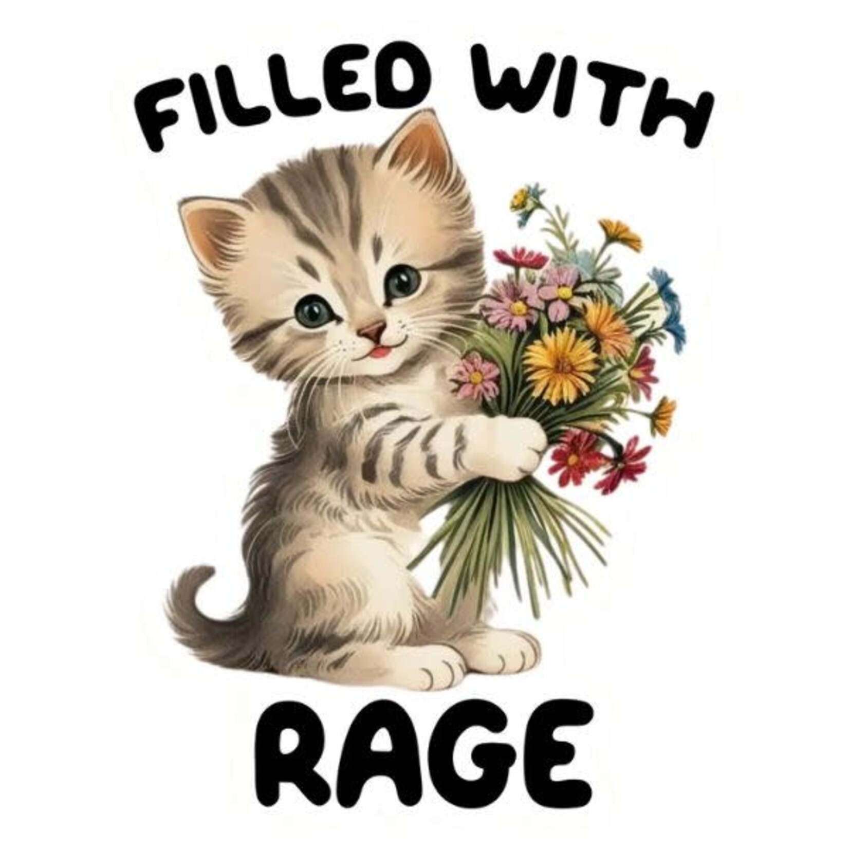 Funny Vintage Sticker Decal, Filled with Rage