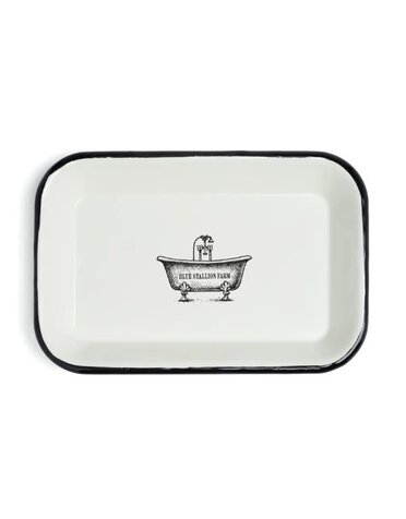 Blue Stallion Farm Enamel Bar Soap Caddy Tray, Ivory