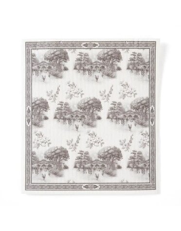 Blue Stallion Farm Reusable Dish Cloth, Black & White Farm Toile