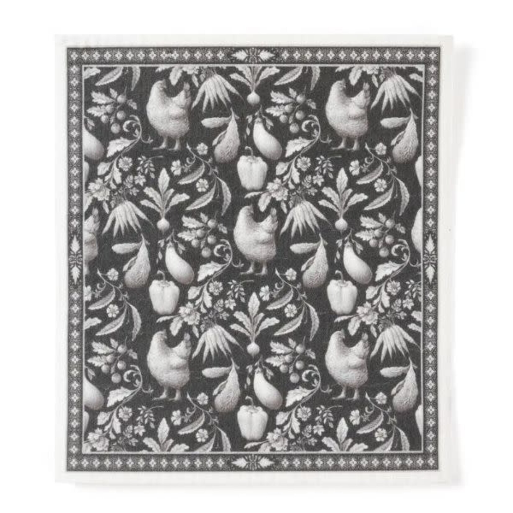 Blue Stallion Farm Reusable Dish Cloth, Black & White Gertrude County