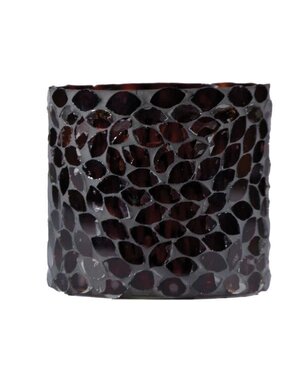 Glass Mosaic Tealight Votive Holder, Brown