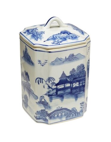 AA Importing Blue Willow Design Square Ginger Jar, 8 in.