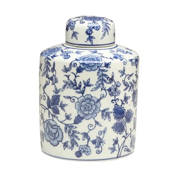 AA Importing Blue & White Floral Jar, 8 in.
