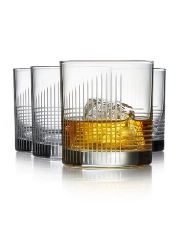 Libbey Cut Cocktail Passage Rocks Glasses, 11 Ounce, Set of 4