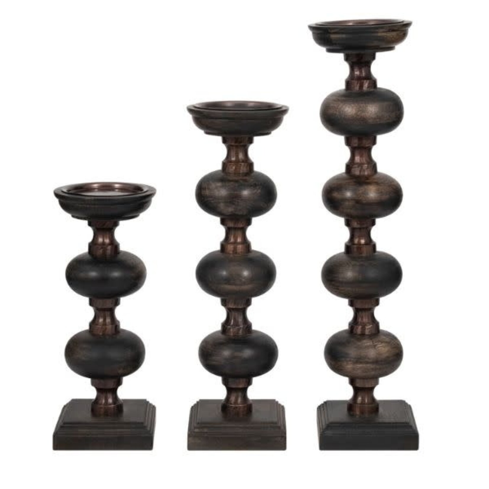 Wood Sumpter Candlestick, Black, Medium, 19 in.