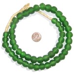 Green Recycled Glass Beads, 14 mm