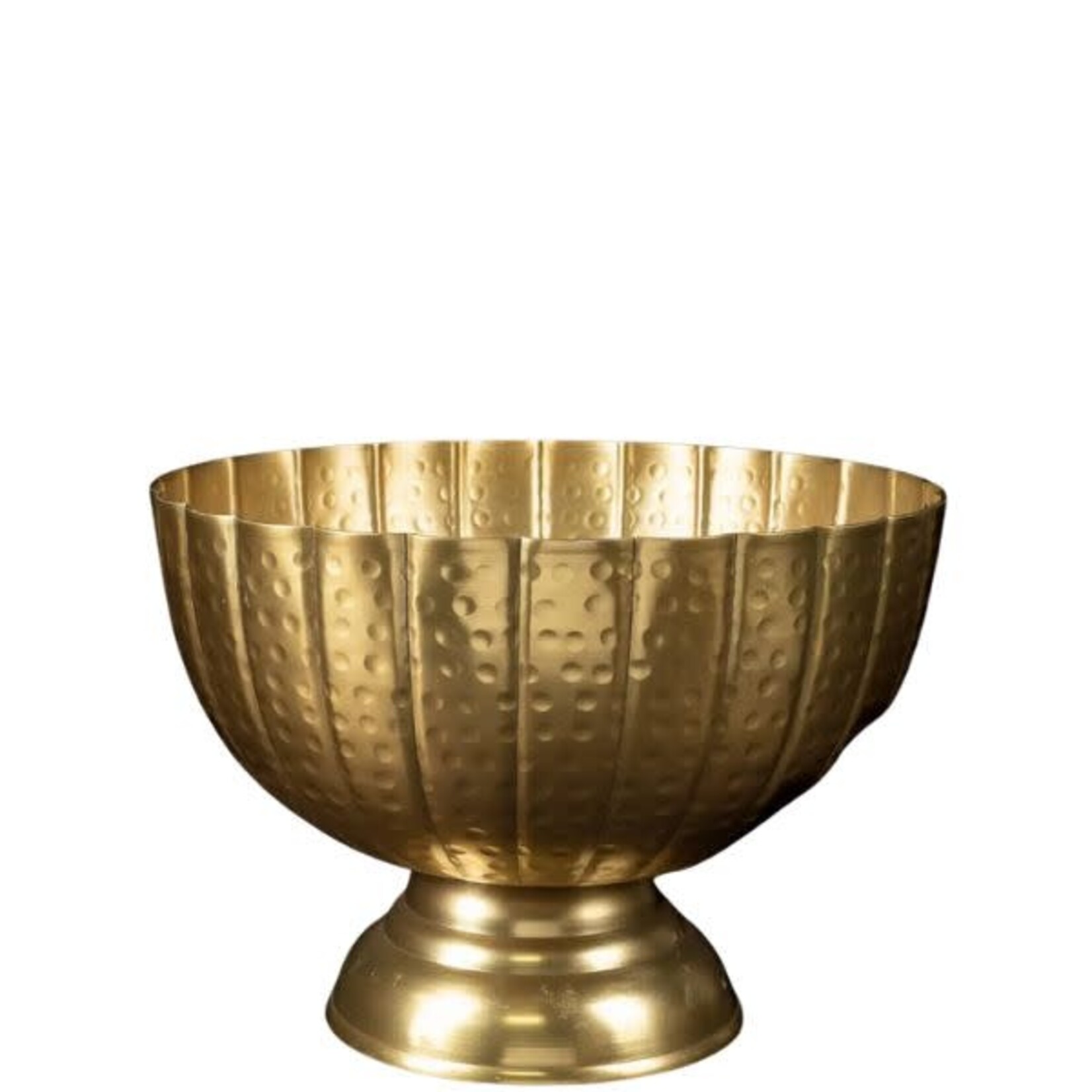 Hammered Grooved Pedestal Bowl, Gold, 12 in.