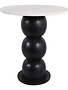 White Marble Top with Wooden Bubble Base End Table, 21 in.